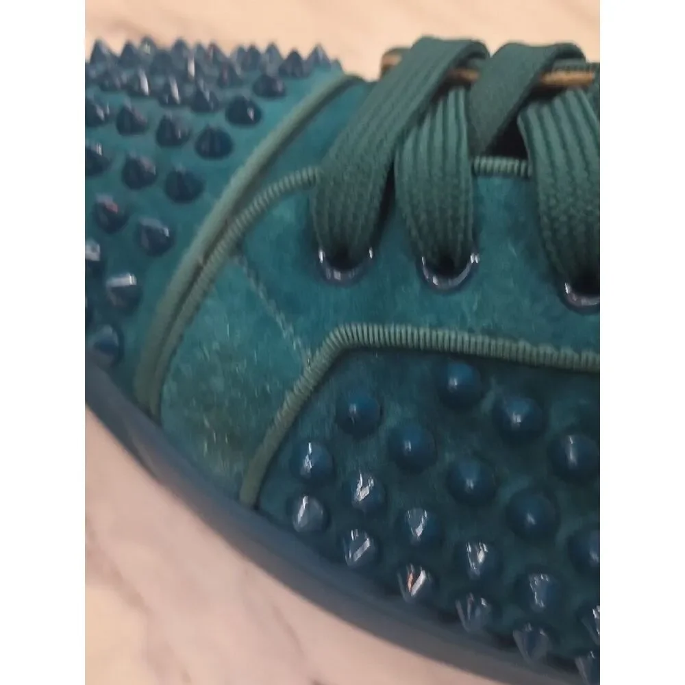 Christian Louboutin Teal Spike Suede High-Top Sneakers